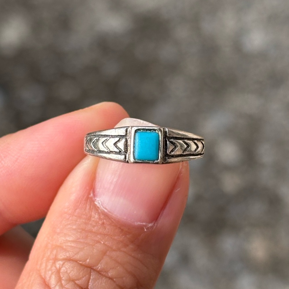 Sterling Silver Turquoise Ring with Arrows